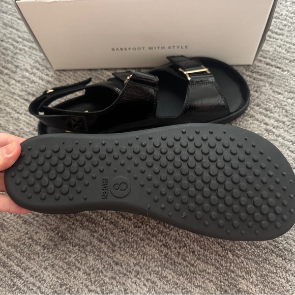 SHAPEN Barefoot Black Sandals with Gold Buckles - NEVER WORN - Picture 6 of 7